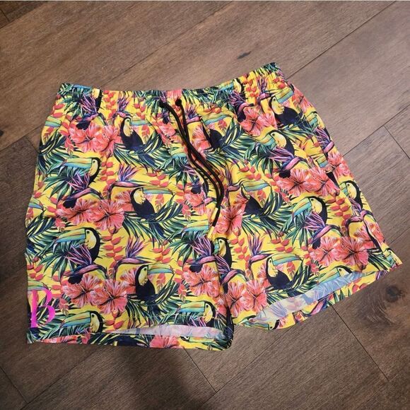 Bomber Kakadu floral Italian Swim trunks shorts size L XL New - Picture 2 of 6